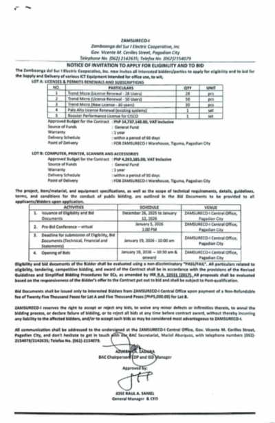 NOTICE OF INVITATION TO APPLY FOR ELIGIBILITY AND TO BID (Publication Date: DECEMBER 26, 2025)