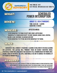 SCHEDULE POWER INTERRUPTION (AUGUST 22, 2024) between 8:00 AM - 5:00PM