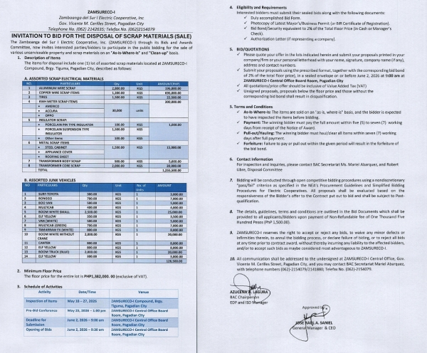 NOTICE OF INVITATION TO APPLY FOR ELIGIBILITY AND TO BID (Publication Date: MAY 13, 2026)