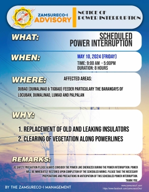 SCHEDULE POWER INTERRUPTION (MAY 10, 2024) between 9:00 AM - 5:00 PM