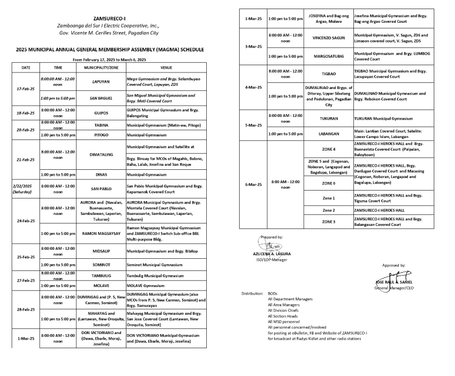 Announcement ! MAGMA SCHEDULE 2025