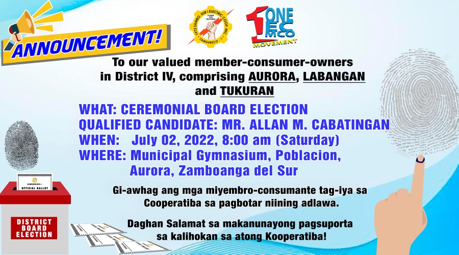 Announcement ! Ceremonial Board Election of District IV