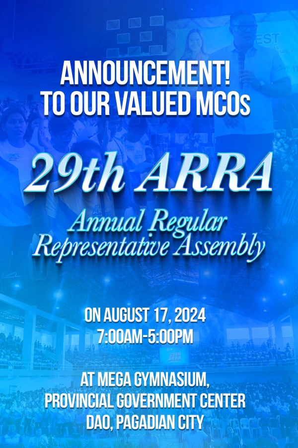 ZAMSURECO-I&#039;s 29th Annual Regular Representative Assembly (ARRA) on August 17, 2024, Saturday, 7:00AM-5:00 PM
