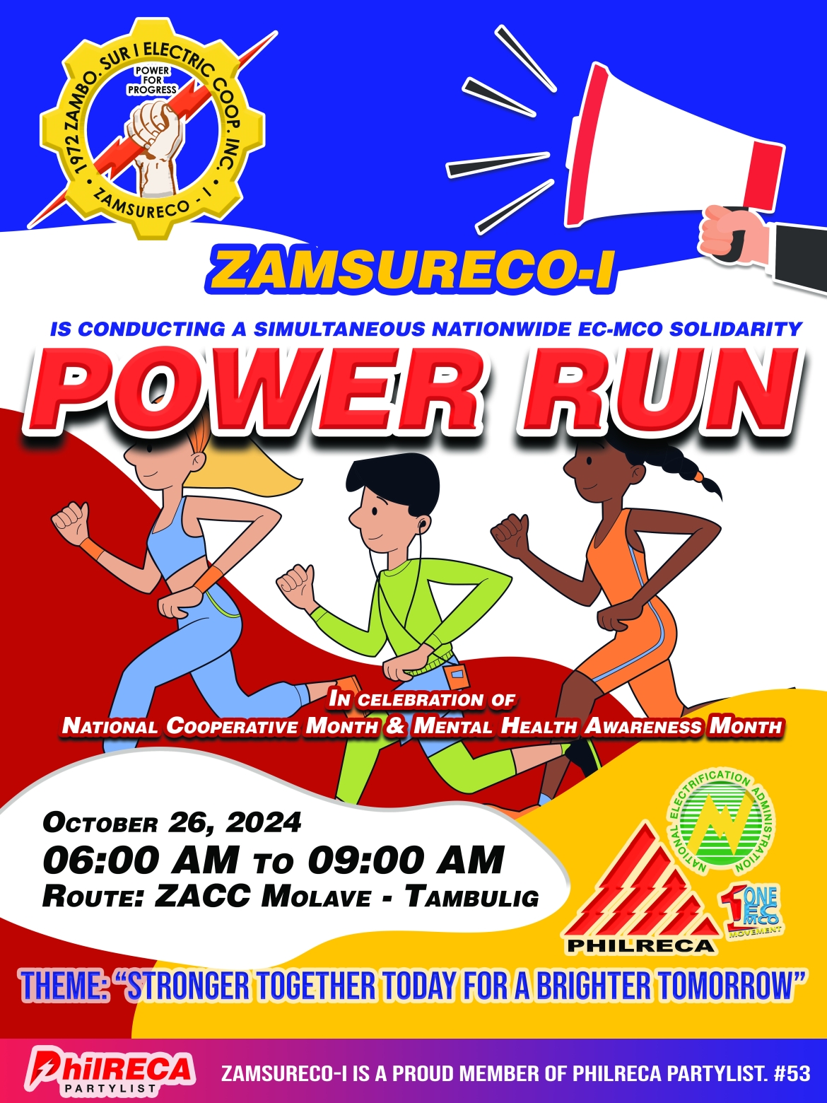 Announcement !  ZAMSURECO-I NATIONWIDE EC-MCO SOLIDARITY POWER RUN