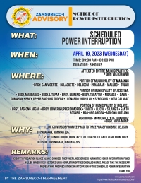 ZAMURECO-I Scheduled Power Interruption (April 19, 2023) between 9:00 AM - 5:00 PM