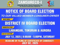Announcement !  NOTICE OF ELECTION - DISTRICT IV
