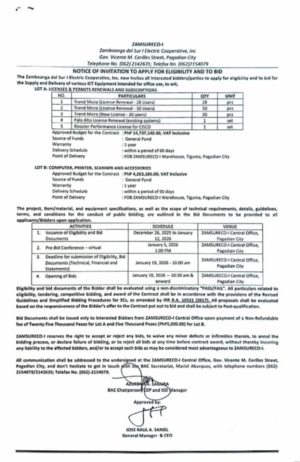 NOTICE OF INVITATION TO APPLY FOR ELIGIBILITY AND TO BID (Publication Date: DECEMBER 26, 2025)