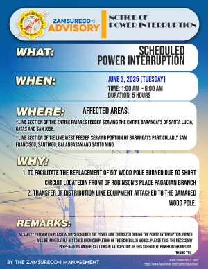 SCHEDULE POWER INTERRUPTION JUNE 3, 2025) between 1:00 AM - 6:00 AM
