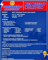 NGCP Scheduled Power Interruption (July 24, 2022) between 7:00 am to 5:00 pm