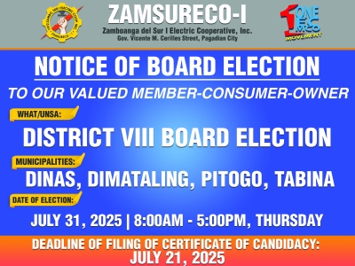 Announcement !  NOTICE OF ELECTION - DISTRICT VIII